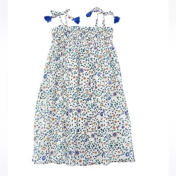 Ro’s Garden EUC Sz 6 Floral Smocked Cotton Dress with Blue Tassels - Picture 1 of 7